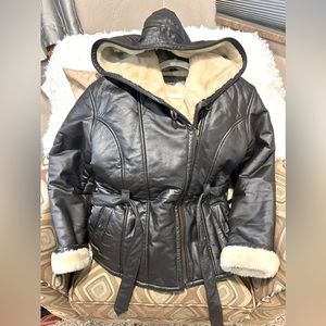 size small woman’s waist length fur lined coat